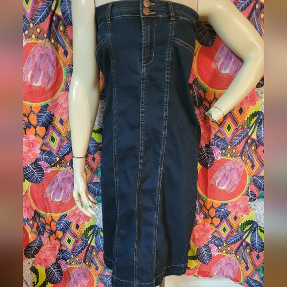 Strapless Denim Dress/ MAXI SKIRT SIZE 6 - Picture 5 of 10